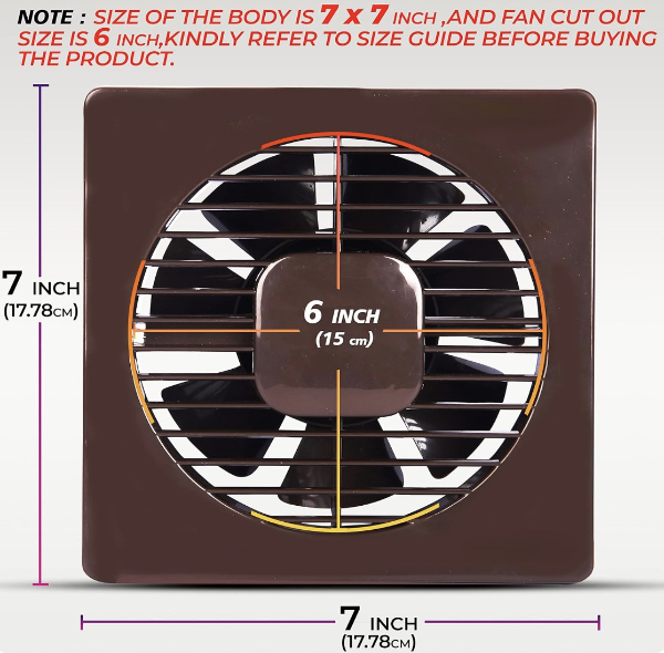 krishaus AXIAL FAN (6 inch) | High Speed | Copper Motor | Rust Proof 150 mm Exhaust Fan (BROWN) — image 3