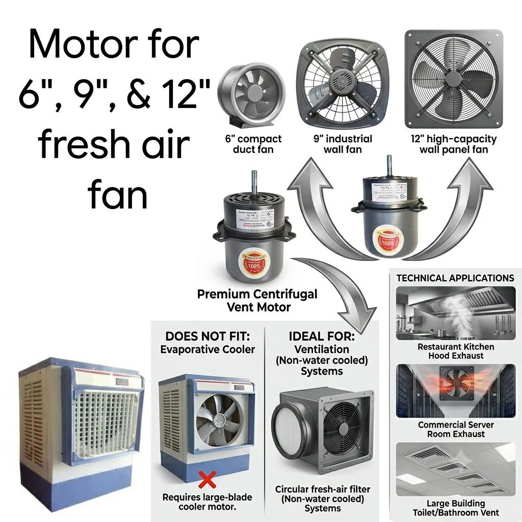 HIGH SPEED MOTOR FOR 9" & 12" EXHAUST FAN || 1 Year Warranty || Copper Winding || Grey Colour — image 3